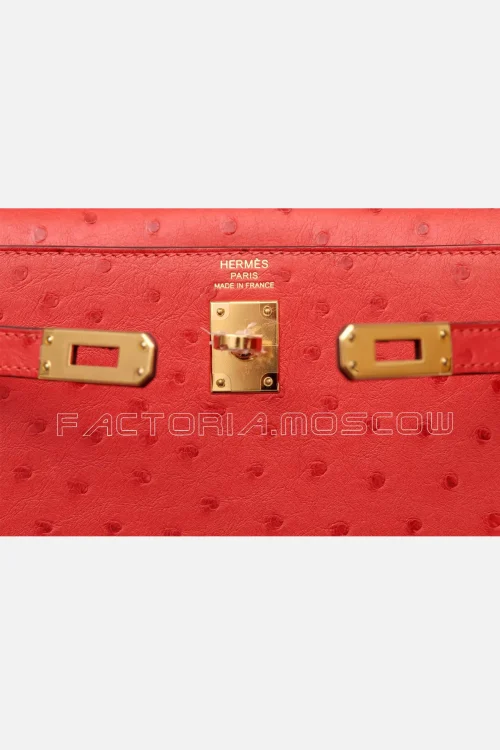 Hermes Kelly Sellier 25 Bougainvillier Ostrich Leather GHW