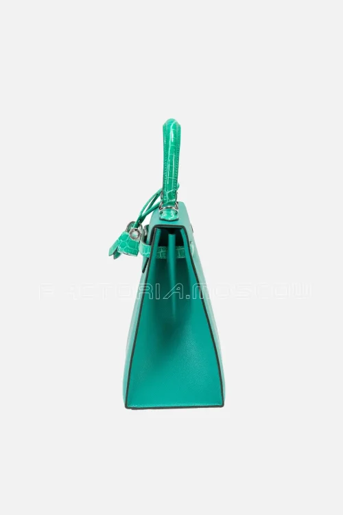 Hermes Kelly Touch 25 Sellier Vert Jade Shiny Niloticus Crocodile and Vert Verone Madame PHW