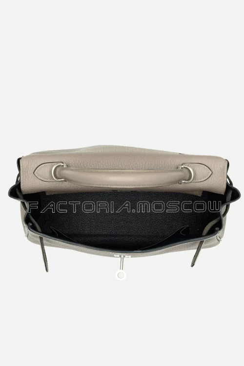 Hermes HSS Kelly Retourne 25 Togo Gris Asphalte and Bleu Nuit Brushed PHW