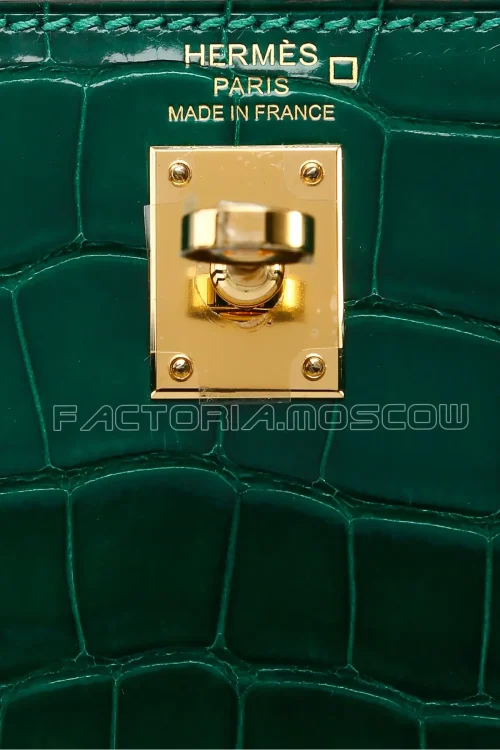Hermes Kelly Sellier 25 Shiny Crocodile Niloticus Vert Emeraude GHW