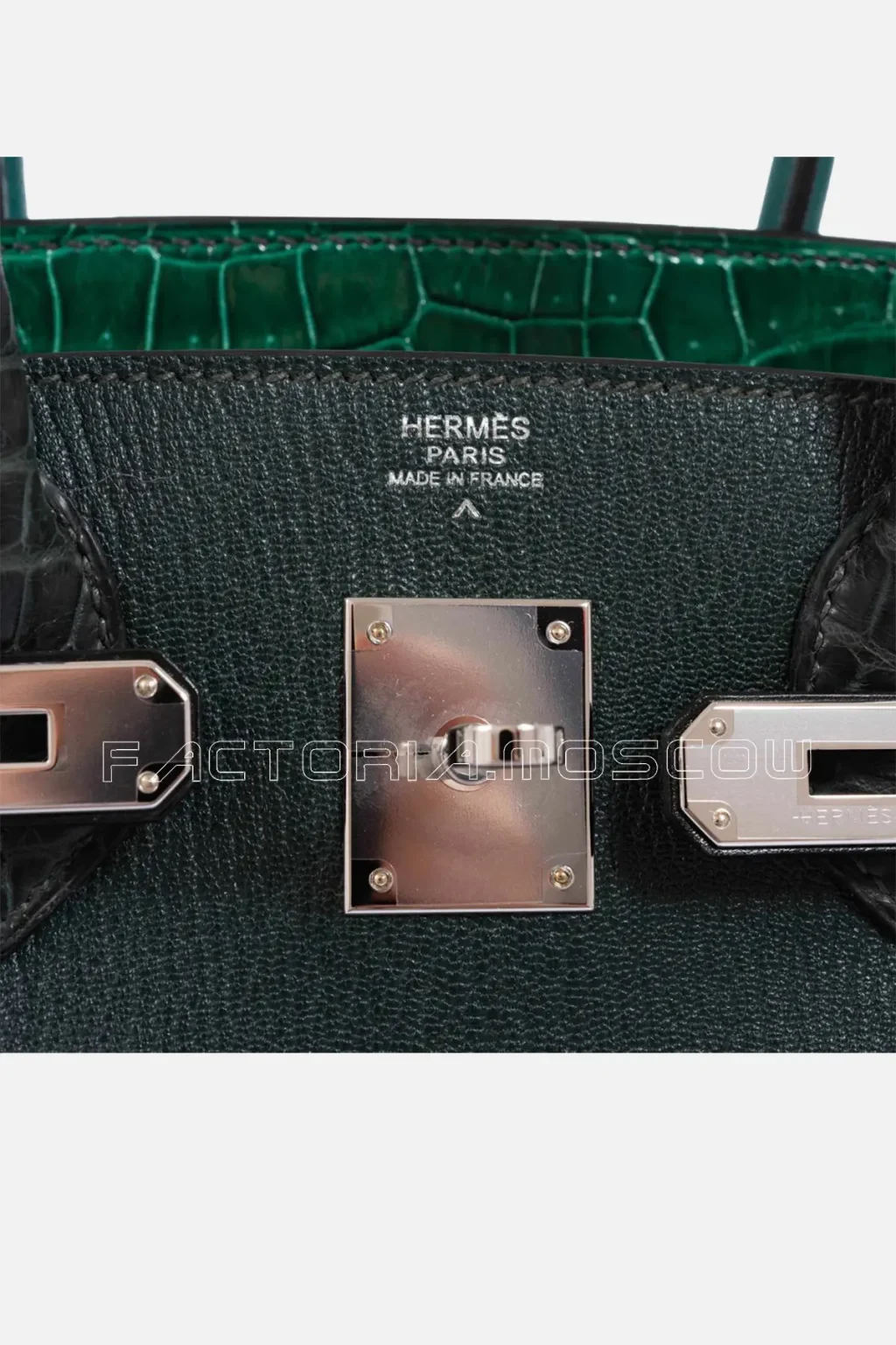 Hermes Birkin 30 Vert Emeraude Porosus Crocodile, Vert Ninien Multi-Leather & Rose Azalee PHW
