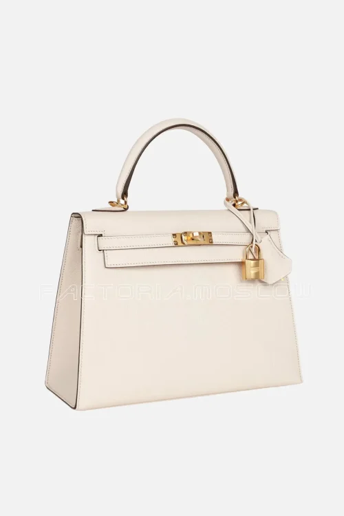Hermès Horseshoe Stamp (HSS) Kelly Sellier 25 Nata Verso Chevre GHW