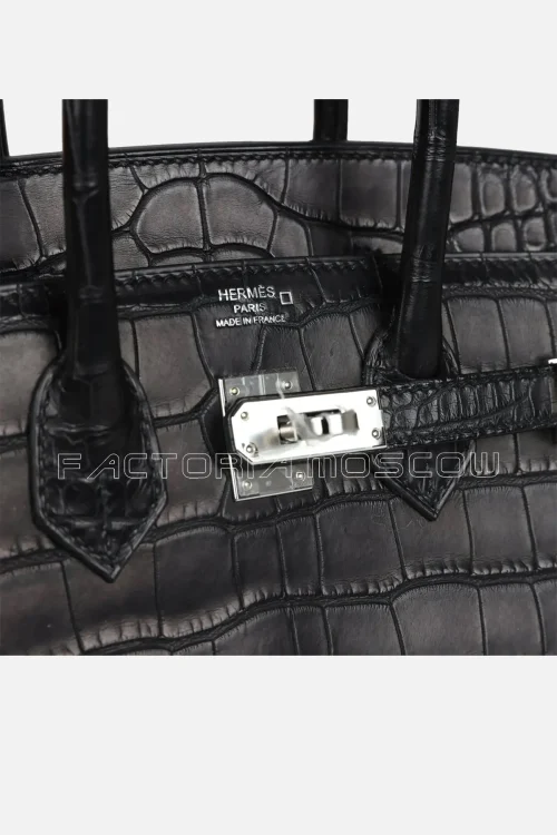 Hermès Birkin Sellier 25 Black Matte Alligator PHW