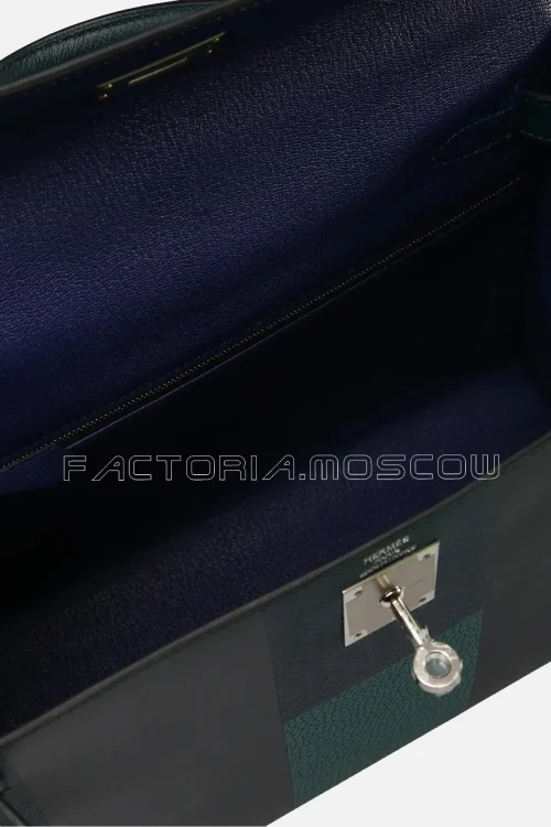 Hermes Kelly 28 Sellier Lettre H Vert Cyprès Bleu Obscur Malachite Veau Epsom Veau Sombrero PHW