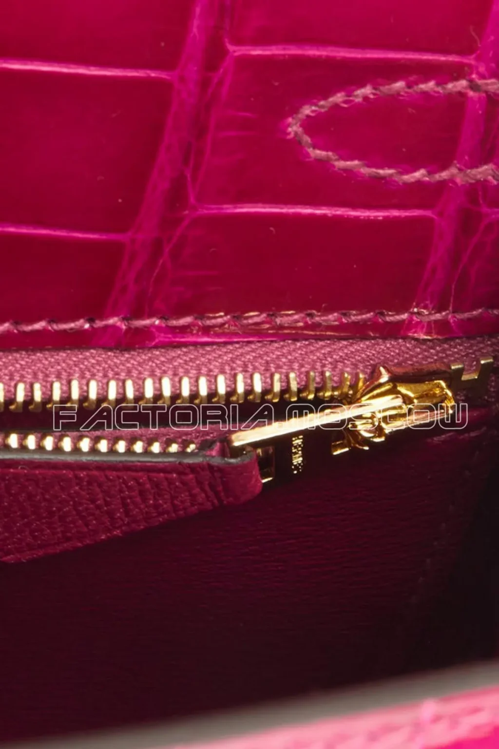 Hermes Kelly Sellier 25 Alligator lisse Rose Purple GHW