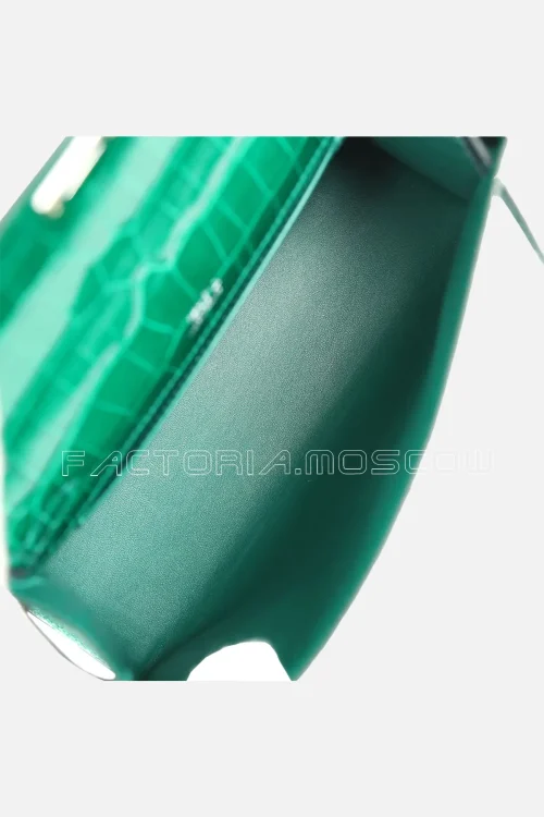 Hermès Kelly Pochette Shiny Alligator Colour Emerald And Vert Rousseau PHW