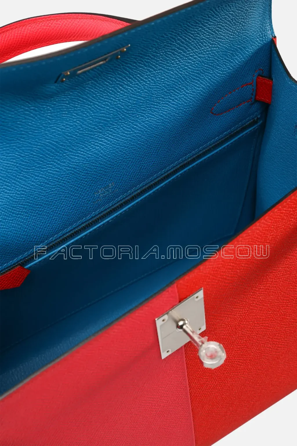 Hermes Kelly 28 Sellier Rouge De Coeur/Rose Extreme/Bleu Zanzibar Tricolor Epsom PHW