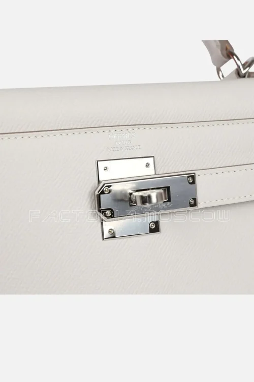 Hermès Kelly Sellier 28 Gris Pale Epsom PHW