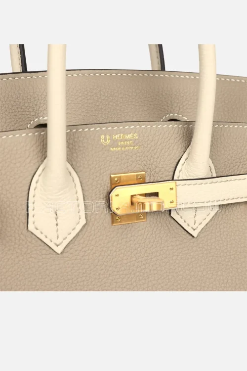 Hermès Special Order (HSS) Birkin 25 Gris Tourterelle and Craie Togo Brushed GHW