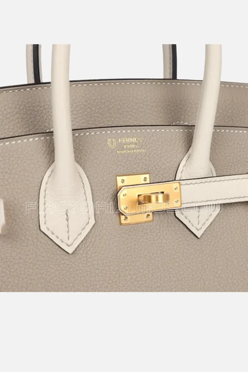 Hermès Special Order (HSS) Birkin 25 Gris Asphalte and Craie Togo Brushed GHW