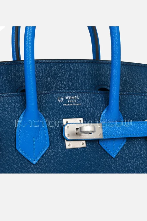 Hermès Special Order (HSS) Birkin 25 Bleu Hydra and Bleu Saphir Chèvre Brushed PHW