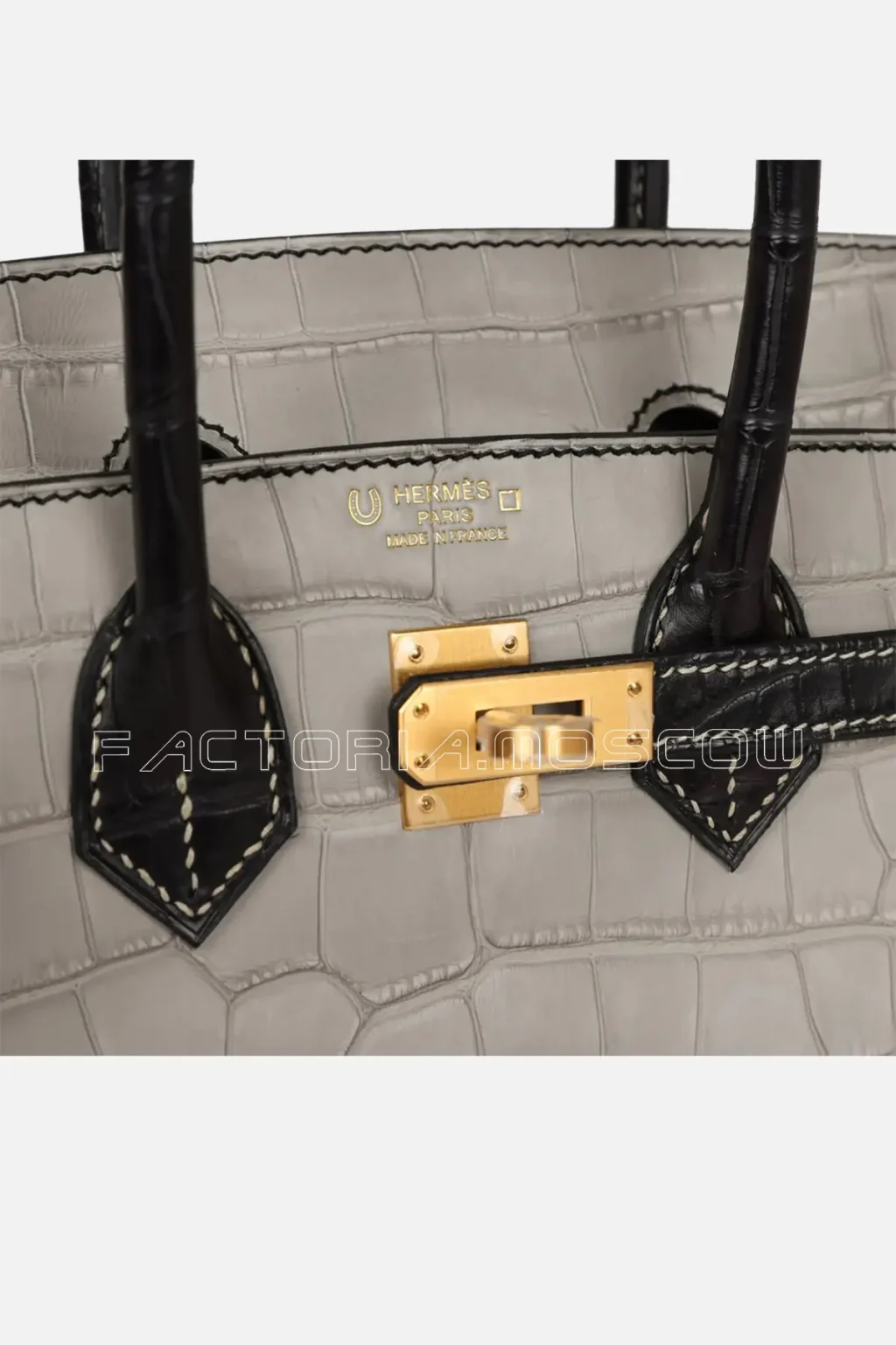 Hermès Special Order (HSS) Birkin 25 Gris Perle and Black Matte Alligator Mississippienis Brushed GHW