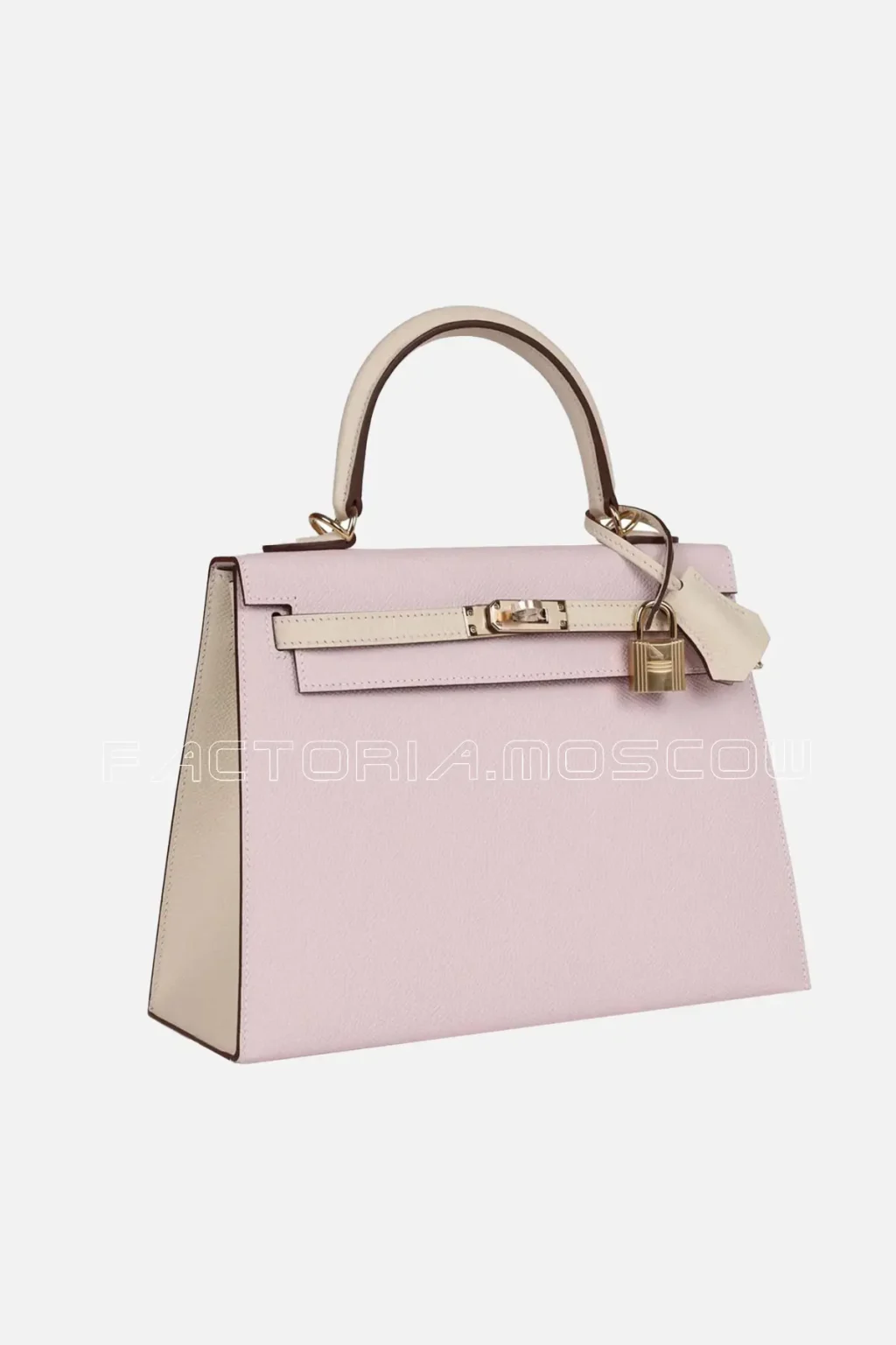 Hermès Special Order (HSS) Kelly Sellier 25 Mauve Pale and Craie Epsom Permabrass Hardware