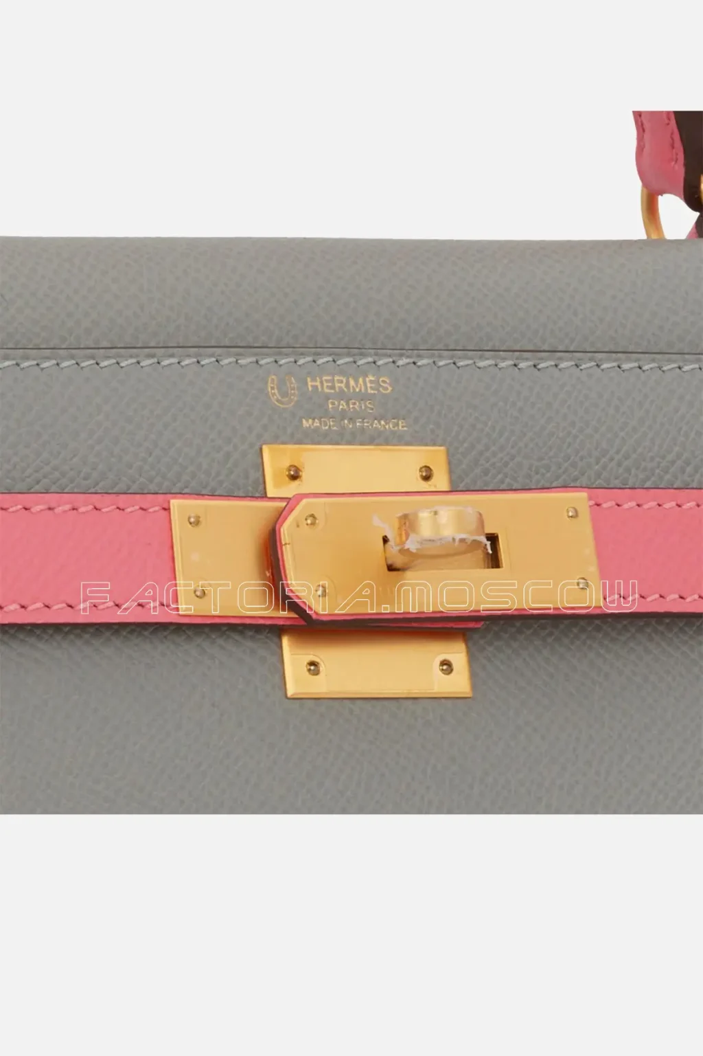 Hermès Special Order (HSS) Kelly Sellier 28 Gris Mouette And Rose Azalee Epsom Brushed GHW