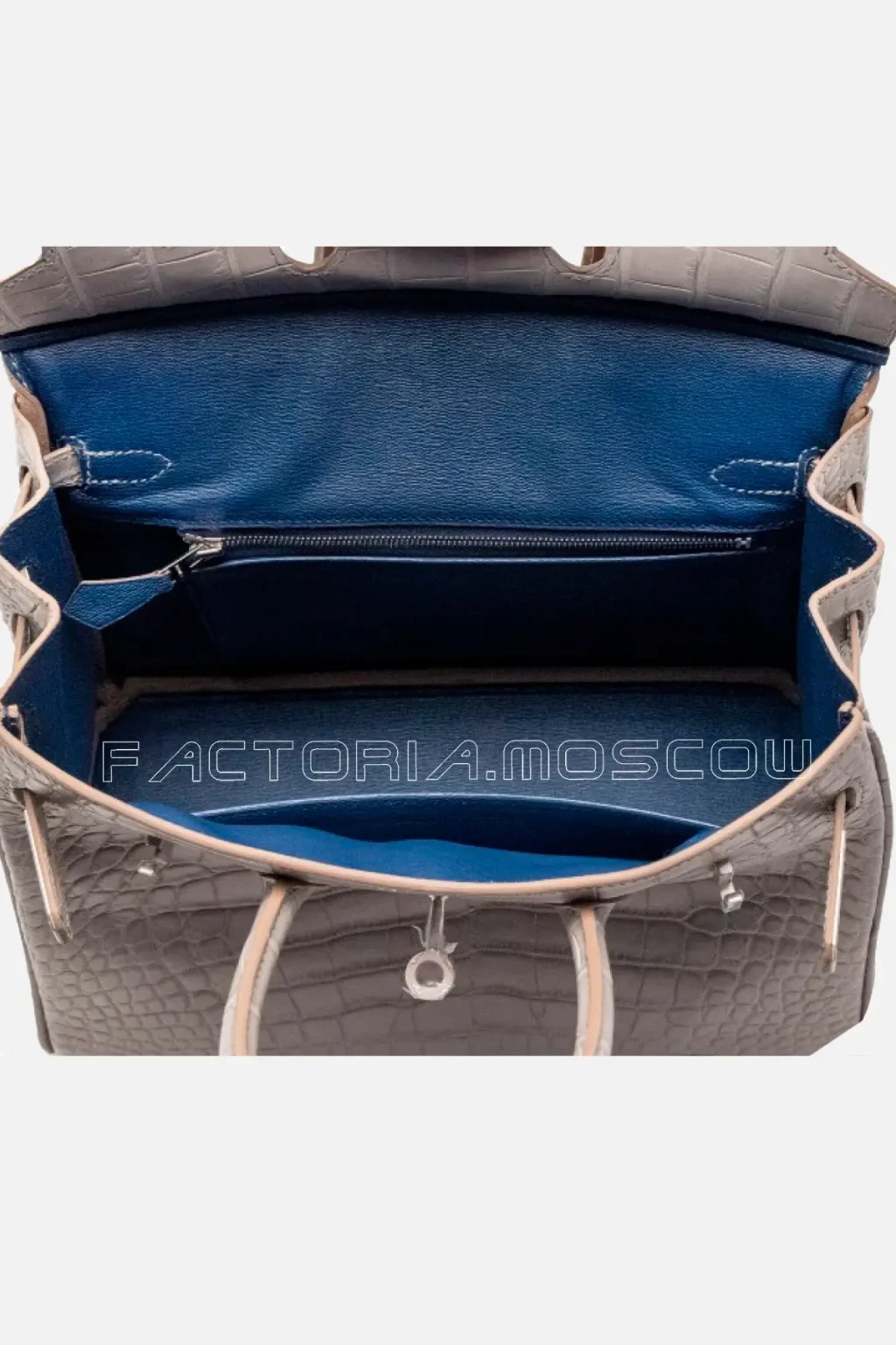 Hermès HSS Birkin 25 Gris Perle and Deep Bleu Matte Alligator Brushed PHW