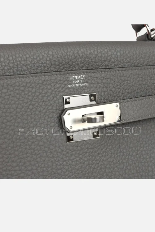 Hermès Kelly Retourne 28 Gris Meyer Clemence PHW