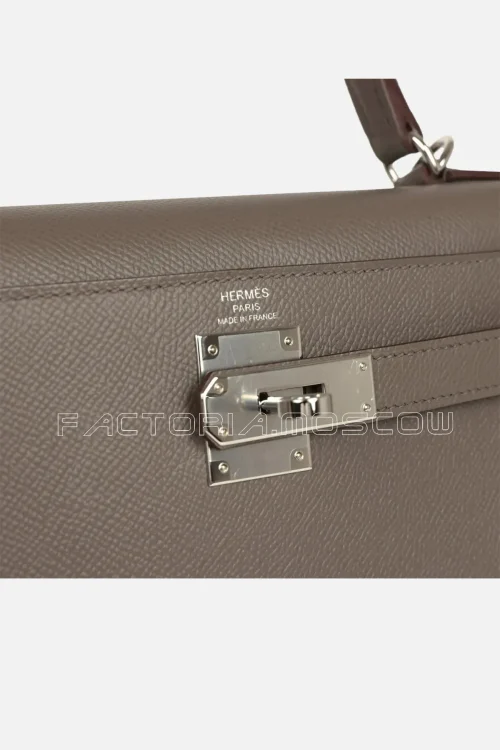 Hermès Kelly Sellier 28 Etain Epsom PHW
