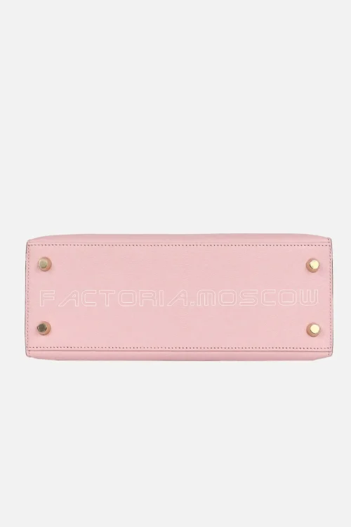 Hermès Special Order (HSS) Kelly Sellier 25 Rose Sakura and Bleu Aztec Chevre Brushed GHW