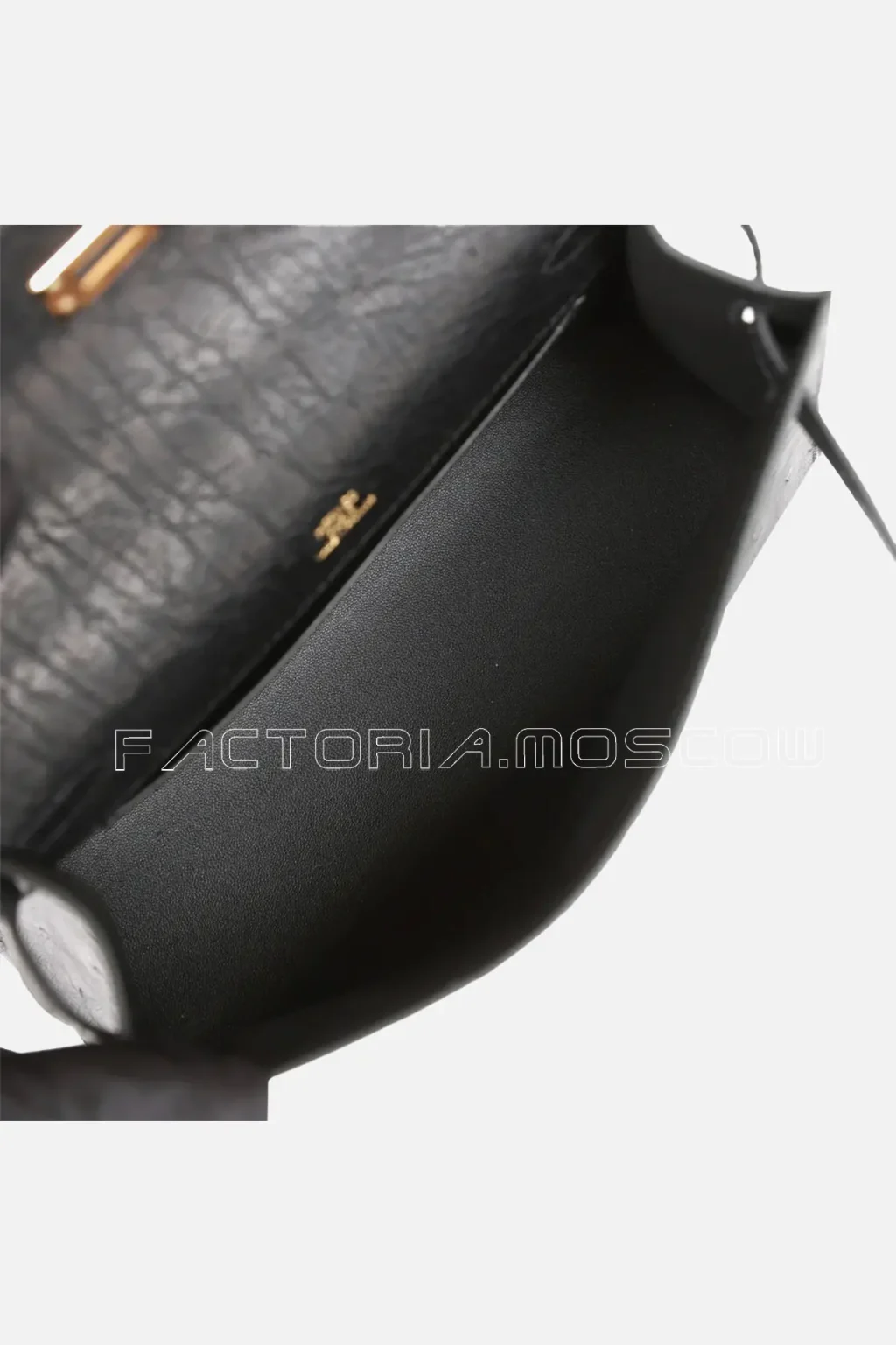 Hermès Kelly Pochette Ostrich Colour Black GHW