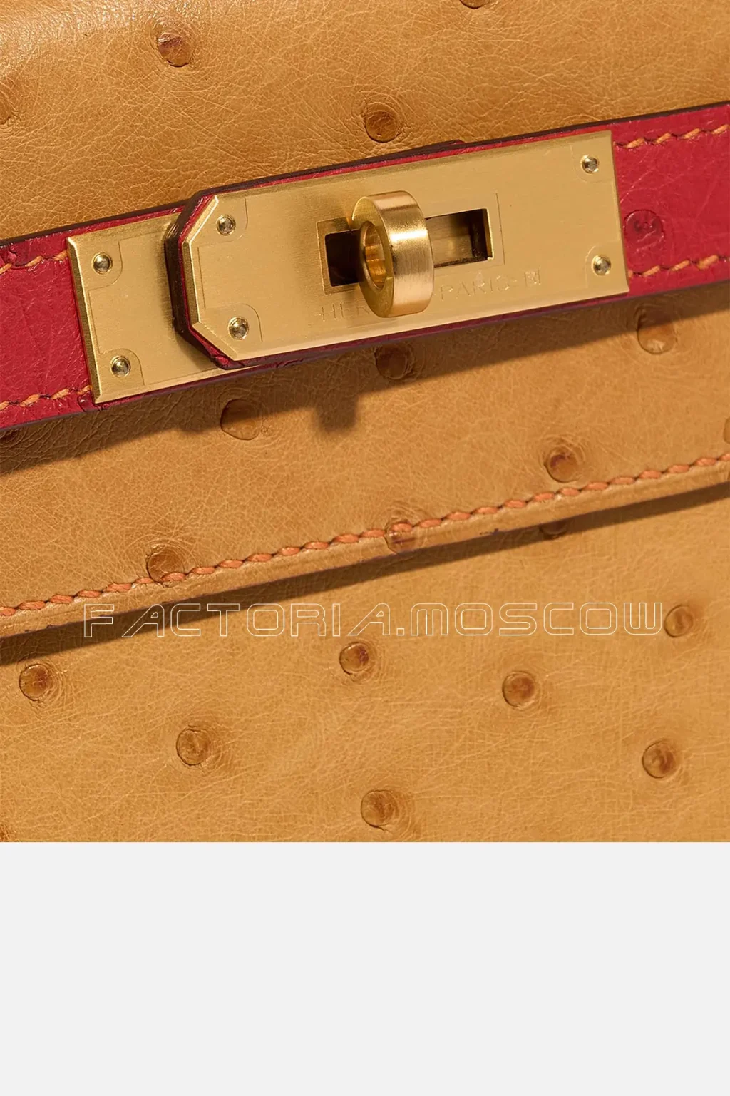 Hermès Kelly Sellier 28 Ostrich Gold / Rouge Vif GHW