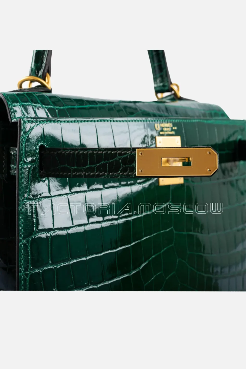 Hermes HSS Kelly Sellier 28 Emerald & Vert Fonce Nilo Crocodile Brushed GHW