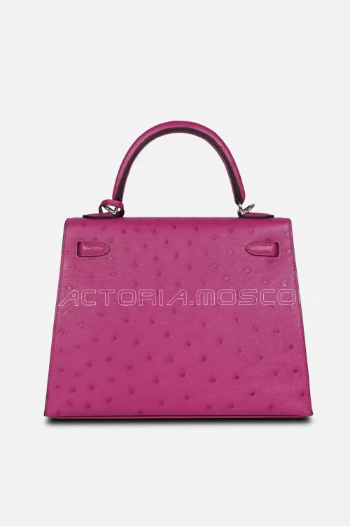 Hermès Kelly Sellier 25 Rose Pourpre Ostrich PHW