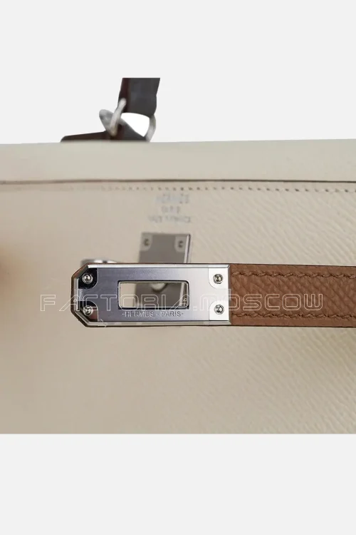 Hermes Kelly Sellier 25 Bag Nata, Chai & Gris Meyer Epsom Leather PHW