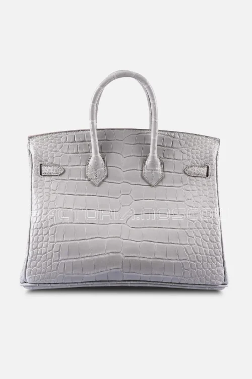 Hermes Birkin 25 Matte Gris Perle Alligator GHW