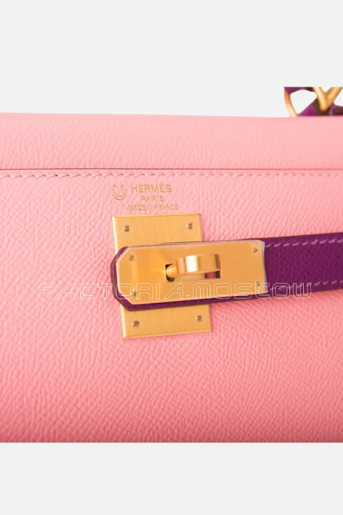 Hermes HSS Kelly Sellier 28 Bi-Color Rose Confetti And Anemone Epsom Brushed GHW