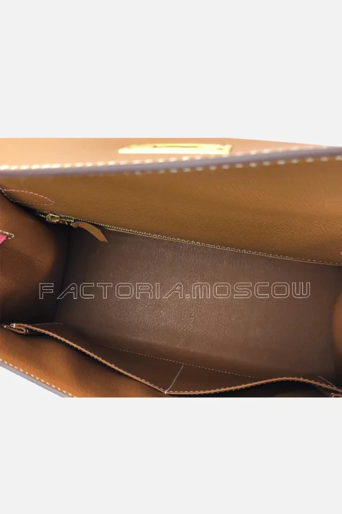 Hermes Special Order Kelly Sellier 28 Epsom Gold/Rose Azalee Pink Brushed Gold