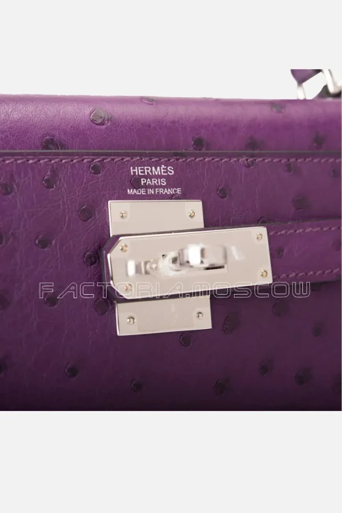 Hermès Kelly Sellier 28 Ostrich Colour Violine PHW
