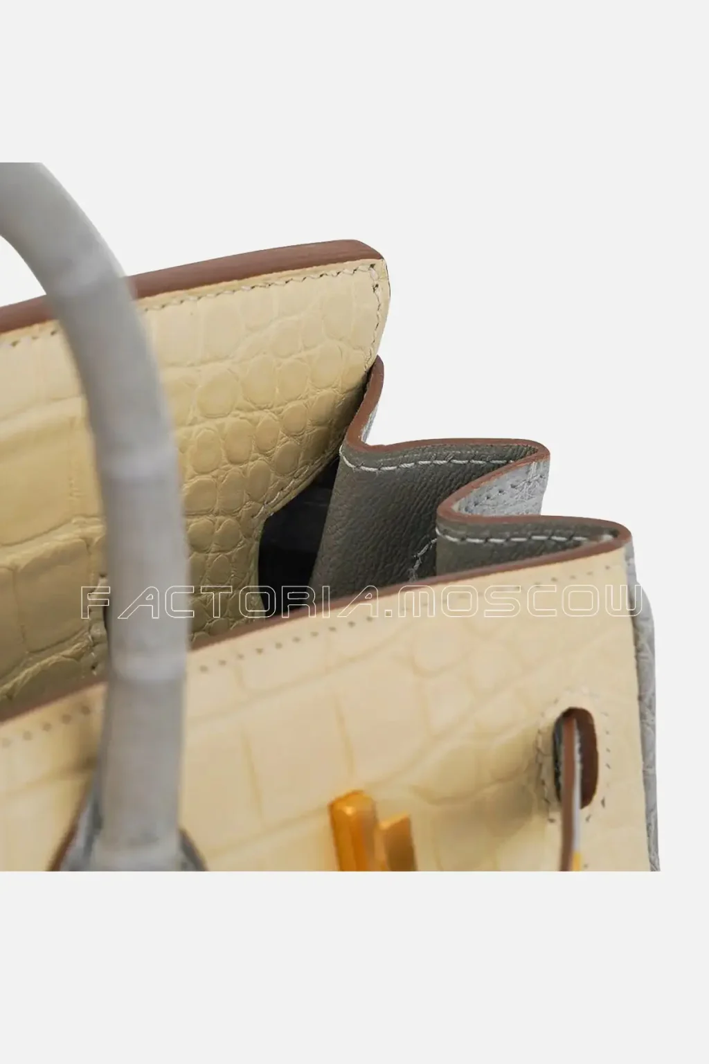 Hermes Special Order HSS Birkin 25 Bag in Matte Alligator Vanille and Gris Pearl Alligator Brushed GHW