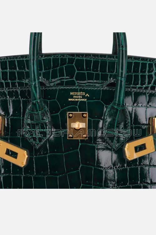 Hermes Birkin 25 Sellier Colour Vert Fonce Porosus Crocodile GHW