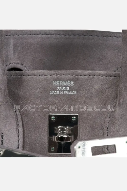 Hermes Birkin 25 Bag Gris Fume Doblis Suede PHW