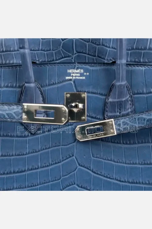 Hermes Birkin 25 Bag Blue Brighton Matte Crocodile PHW