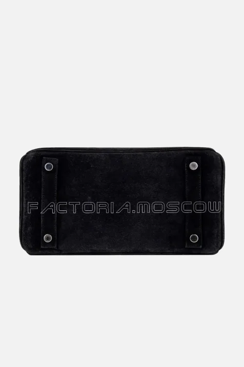 Hermes Birkin 25 Bag Black Doblis Suede PHW