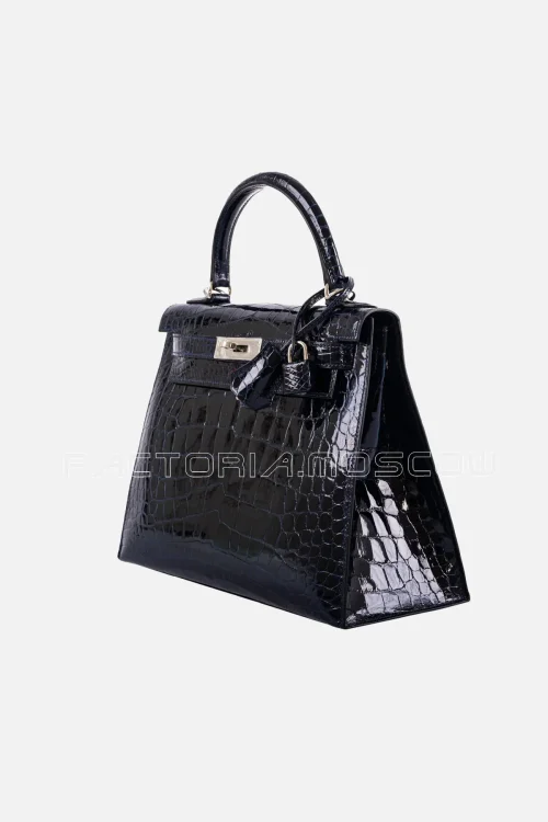 Hermes Kelly Sellier 28 Shiny Blue Marine Nilo Crocodile And Rose Scheherazade PHW