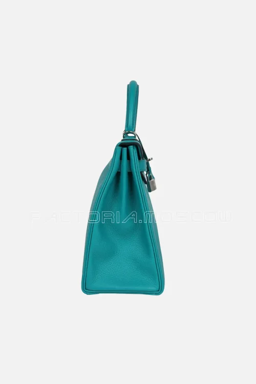 Hermès Kelly Retourne 32 Bleu Paon Clemence PHW