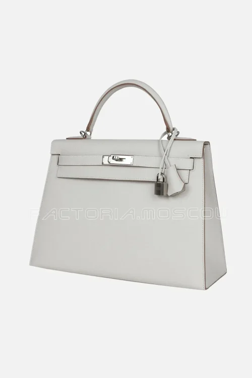 Hermès Kelly Sellier 32 Gris Pale Epsom PHW