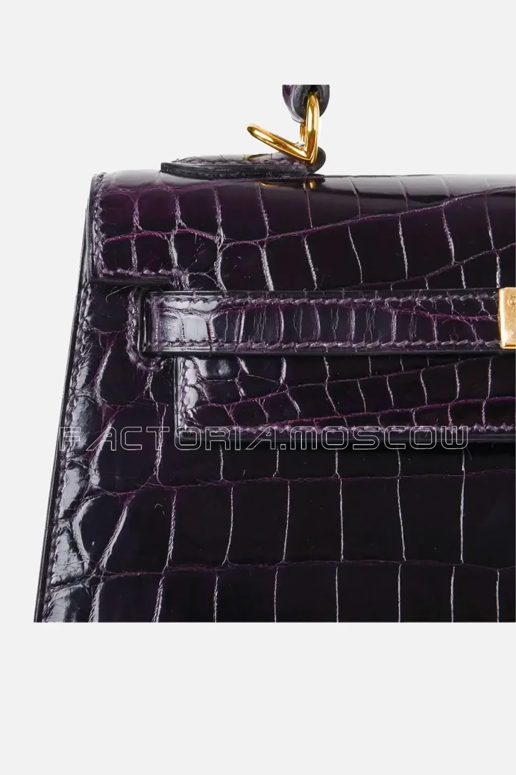 Hermes Kelly Sellier 25 Bag Sellier Crocodile Prunoir GHW