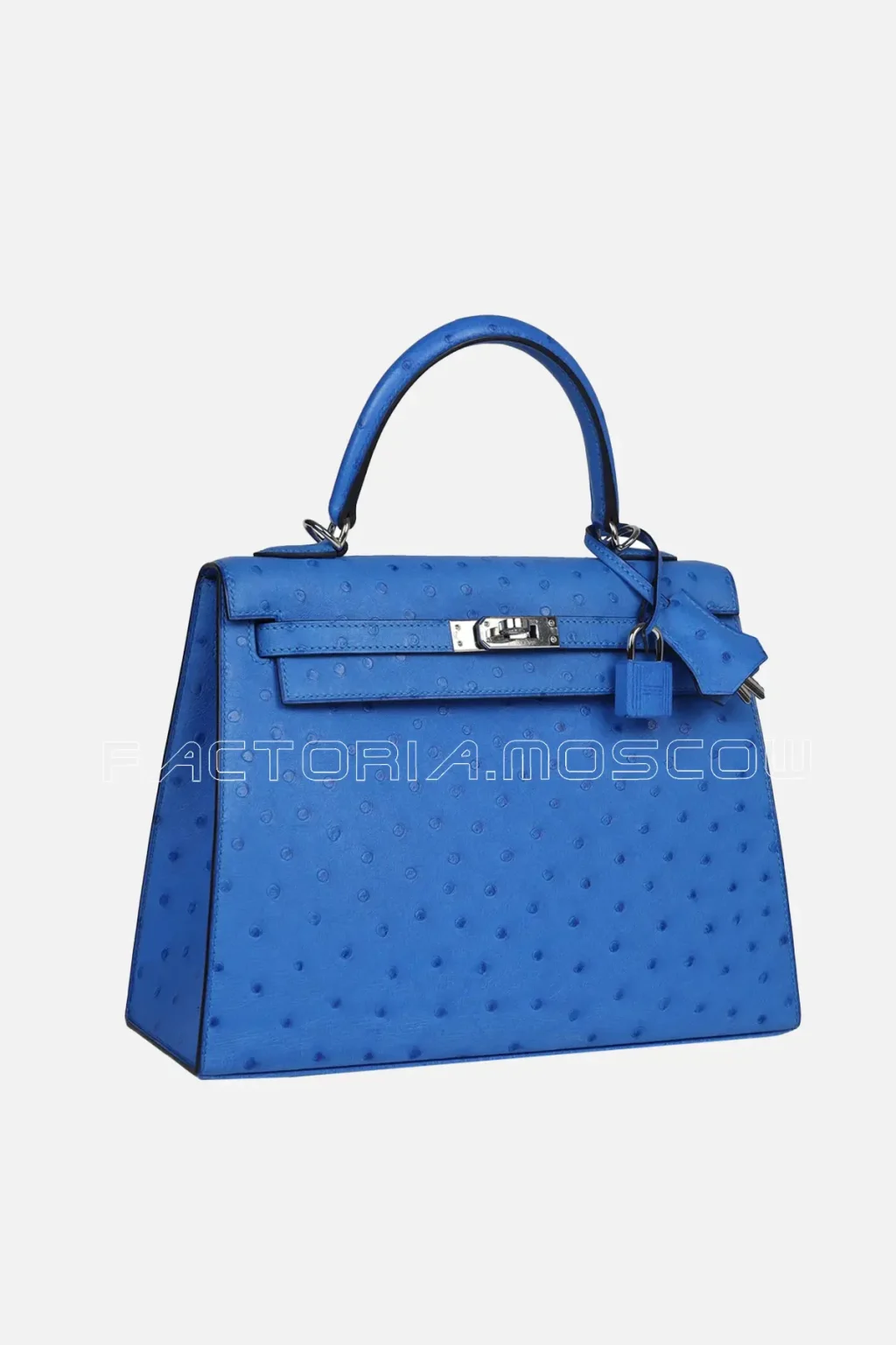 Hermès Kelly Sellier 25 Bleuet Ostrich PHW