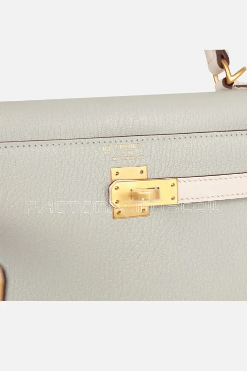 Hermès Special Order (HSS) Kelly Sellier 25 Gris Perle and Nata Chevre Brushed GHW