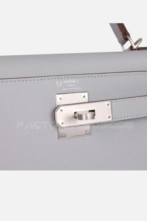 Hermès Special Order (HSS) Kelly Sellier 28 Bleu Glacier Verso Epsom Brushed PHW
