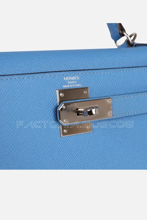 Hermès Kelly Sellier 28 Bleu Azur Epsom PHW
