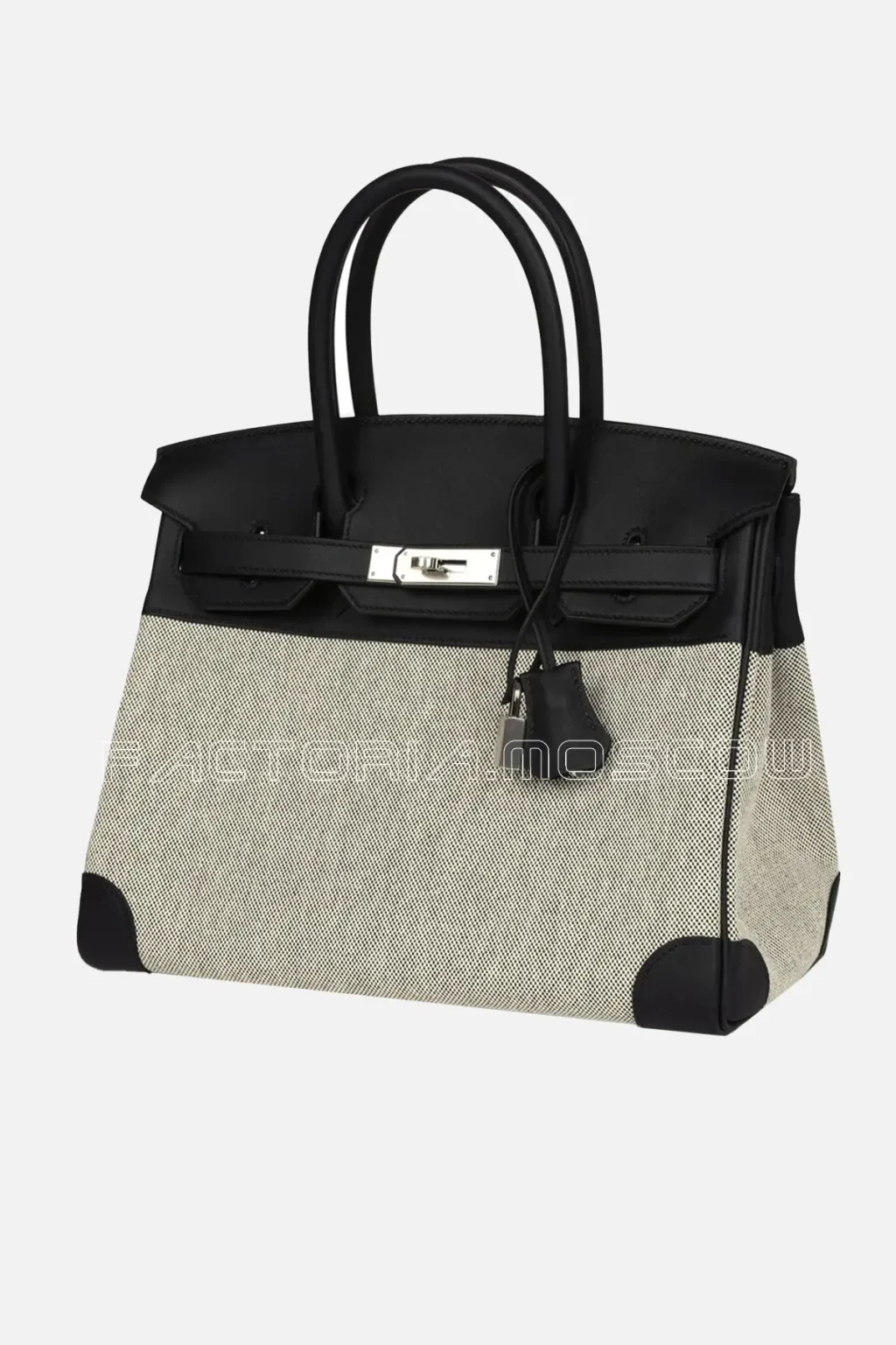 Hermès Birkin 30 Black Swift and Ecru Toile PHW