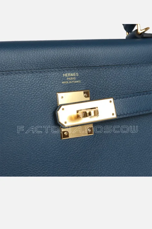 Hermès Kelly Retourne 28 Deep Bleu Evercolor GHW