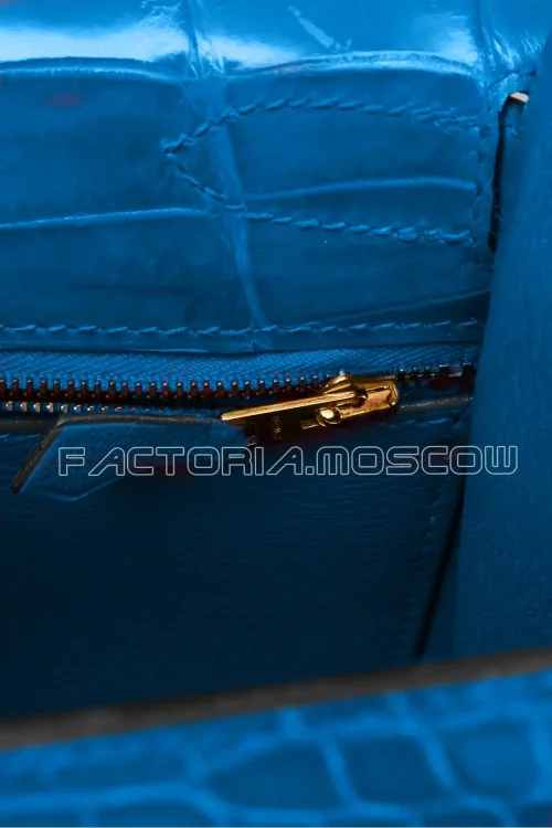 Hermes Kelly Sellier 32 Crocodile Niloticus lisse Blue Zanzibar GHW