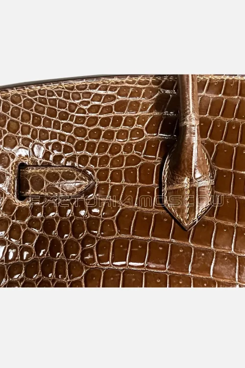 Hermes Birkin 35 Shiny Porosus Colour Ficelle Hardware PHW