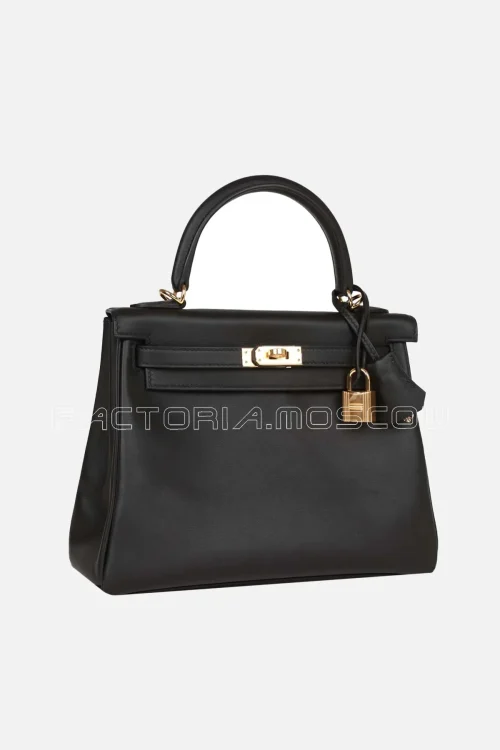 Hermès Kelly Retourne 25 Black Swift GHW