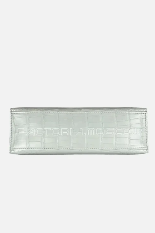 Hermes Kelly Pouchette Alligator matte Colour Gris Pearl PHW
